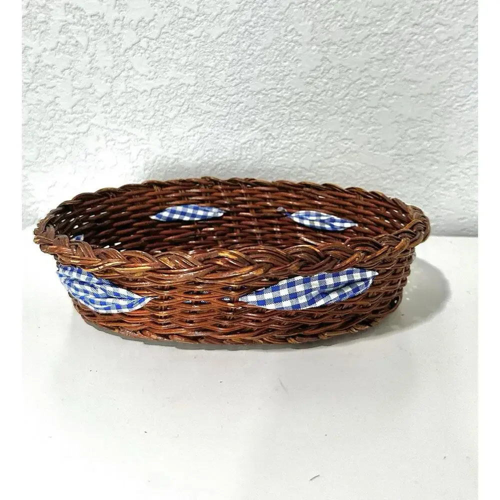 Teamson 1995 Casserole Baking Dish Oval Country Home and Woven Basket with Bow